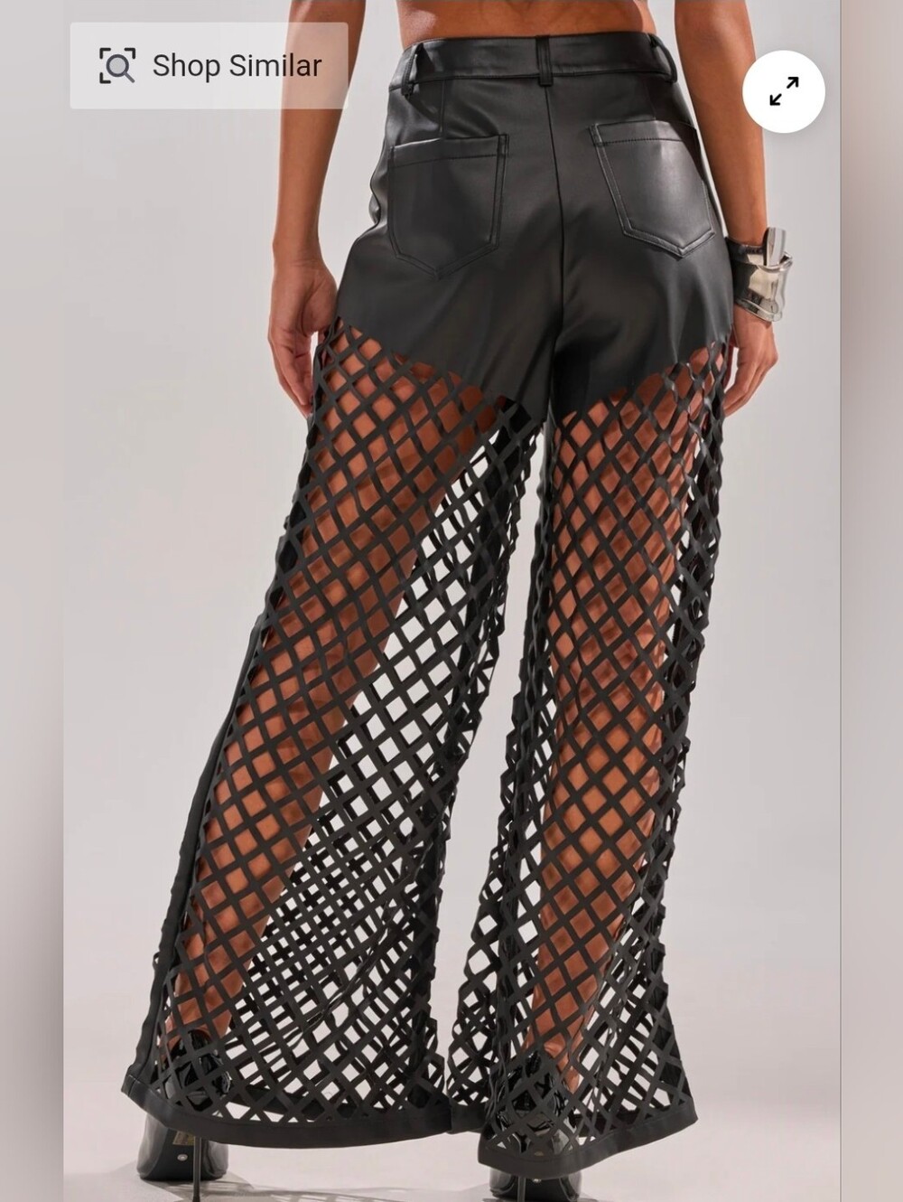 OPEN UP FAUX LEATHER TROUSER Sz M - Picture 5 of 6